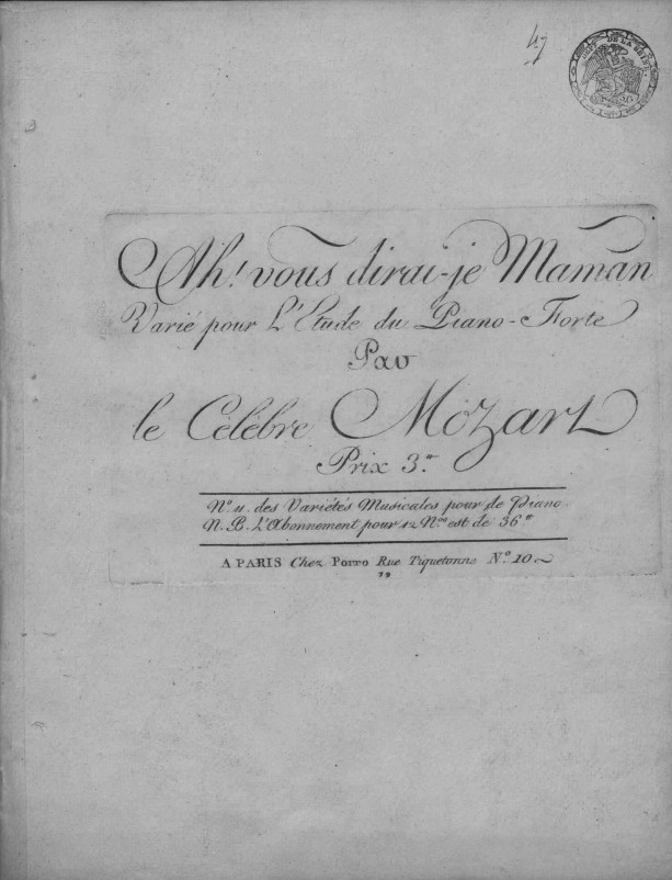 12 Variations - K. 265 cover